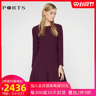 PORTS宝姿女装春季新品收腰波浪连衣裙a字裙LV9D110DWW016