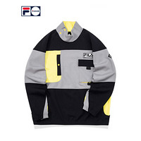 FILA FUSION 斐乐男子套头卫衣2020冬季季新款高领拼接联名卫衣 深黑-BK（宽松版型，建议拍小一码） 165/88A/S