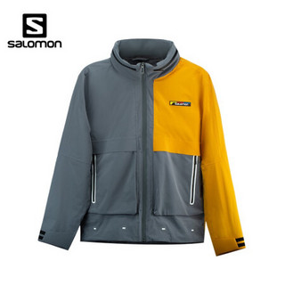 萨洛蒙（Salomon）男款户外连帽防水茄克冲锋衣 BLOCK SHELL JKT 灰色 203003 S