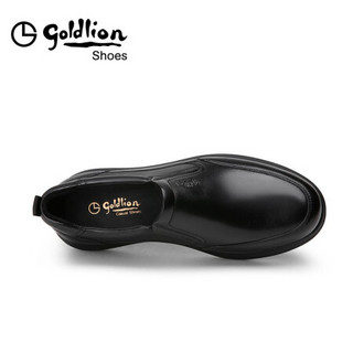 金利来（goldlion）男鞋商务休闲鞋舒适柔软耐穿休闲皮鞋50203013901A-黑色-38码