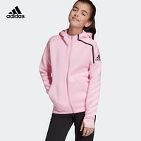 阿迪达斯官方 adidas YG ZNE 3 HOODIE 大童训练针织夹克DV0264 粉/黑色 164CM