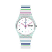 SWATCH 斯沃琪 GENT系列 GL702 中性石英手表 34mm 白盘 多色硅胶带 圆形