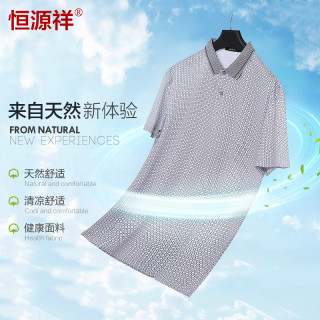恒源祥男士翻领短袖T恤男商务直筒薄款体恤衫POLO衫爸爸装夏装