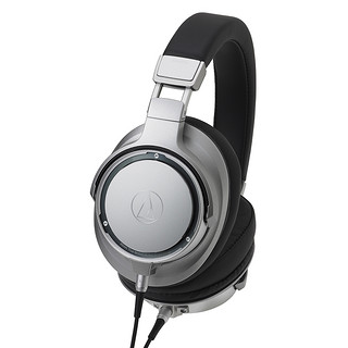 audio-technica 铁三角 ATH-SR9 耳罩式头戴式有线耳机 银色