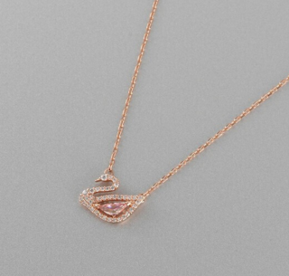 SWAROVSKI 施华洛世奇 5469989 女士粉色人工水晶天鹅项链 镀玫瑰金色 38cm