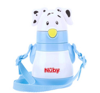 Nuby 努比 10536 儿童不锈钢吸管保温杯 蓝色 300ml