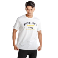 SKECHERS 斯凯奇 男士运动T恤 L120M124-0019 白色