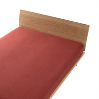MUJI 棉法兰绒人字纹 床垫罩 混红色 加大双人床用 180×200×18～28cm用