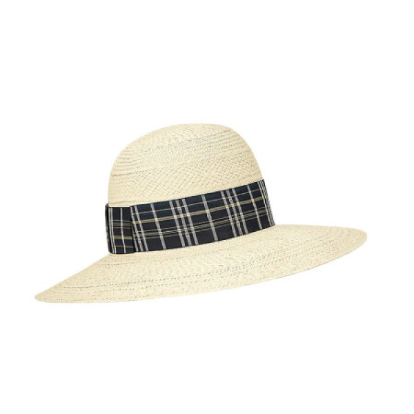 hermes爱马仕女士配饰帽子编织草帽布艺装饰简约时尚田园风 米白色 55