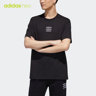 阿迪达斯官网 adidas neo M C+TEE 男装运动短袖T恤GJ8909 黑色/白 A/3XL(190/112A)