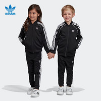 阿迪达斯官网 adidas 三叶草 SST SUIT 小童装运动套装DV2849 黑色/白 黑色/白 128CM