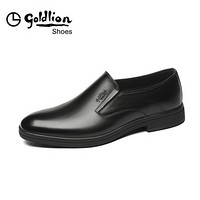 金利来（goldlion）男鞋轻便套脚鞋都市商务休闲鞋耐磨正装皮鞋58001004401A-黑色-38码