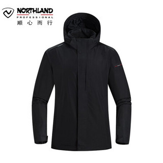 诺诗兰（NORTHLAND）GORE-TEX®男式单层冲锋衣2020新款透气冲锋外套男防风户外连帽风衣男 纯黑色180XXL