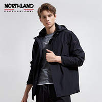 诺诗兰（NORTHLAND）GORE-TEX®男式单层冲锋衣2020新款透气冲锋外套男防风户外连帽风衣男 纯黑色180XXL