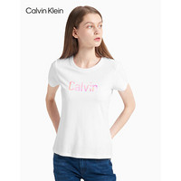 CK Jeans 2020秋冬新款 女装镭射反光LOGO圆领短袖T恤 J214736 YAF-白色 M