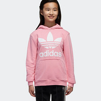 阿迪达斯官方 adidas J TRF HOODIE 三叶草 女大童 卫衣 DJ2167 浅粉/白 170CM