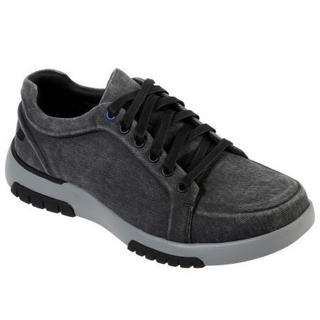 SKECHERS斯凯奇男士系带休闲鞋帆船鞋轻质多种材质拼接鞋66137 BLACK 10