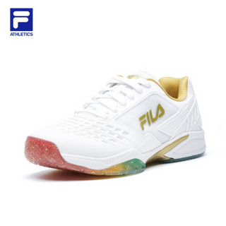 FILA ATHLETICS 斐乐男网球鞋2020新款训练鞋秋季柔软轻便运动鞋 斐乐白/金色-FW 43