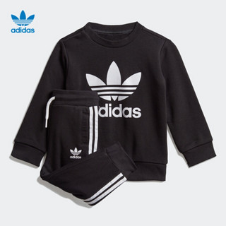 阿迪达斯官方 adidas 三叶草 CREW SET 婴童运动套装ED7679 黑色/白 黑色/白 80CM