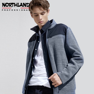 诺诗兰（NORTHLAND）男士加绒外套2020秋冬新品 保暖舒适抓绒衣男 深藏青麻灰色 175