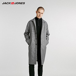 Jack Jones 杰克琼斯 218327518 羊毛混纺格纹大衣