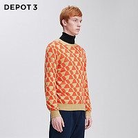 DEPOT3 男装毛衣 设计品牌2020新品手工几何图案组合拼接套头毛衣