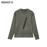 DEPOT3 男装毛衣 设计品牌2020新品手工织带拼接工装宽松套头毛衣