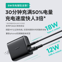 AUKEY 傲基 快充充电器 18W 1A1C