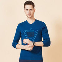 相思鸟 xiangsiniao 毛衫男弹力修身简约V领针织衫基础款 B1深蓝 185/100A(120)