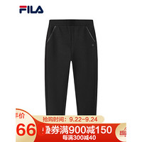 FILA（斐乐）官方 针织长裤女 2020秋冬新款收口休闲运动时尚裤装 正黑色-BK 175/74A/XL