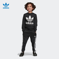 阿迪达斯官方 adidas 三叶草 CREW SET 小童运动套装ED7728 黑色/白 116CM