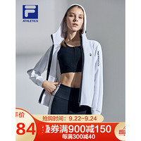 FILA ATHLETICS斐乐女子针织外套2020秋季新款运动上衣连帽外套 玉石白-WT 165/84A/M