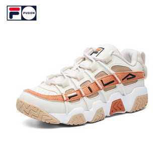 FILA FUSION 斐乐BarricadeLow 篮球鞋女2020新款复古运动鞋低帮 白沙/生赭色-WR 35.5