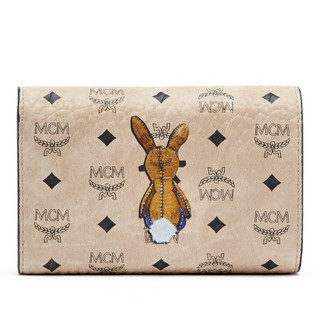 MCM 女士米色小兔子图案中款钱包手拿包 MYM8SXL52IG001