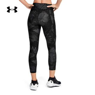 安德玛官方UA Project Rock强森女子运动紧身九分裤Under Armour1351905 黑色001 XL