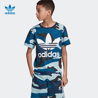 阿迪达斯官方 adidas 三叶草 CAMO  TEE 大童短袖上衣DW3829 多色/白 134CM