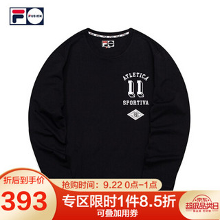 FILA FUSION斐乐男子卫衣2020秋季新款运动潮流街头套头衫男卫衣 深黑-BK 170/92A/M