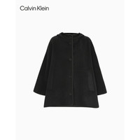 CK Jeans 2020秋冬款 女装连帽时尚单排扣毛呢外套 J214760 BEH-黑色 XS