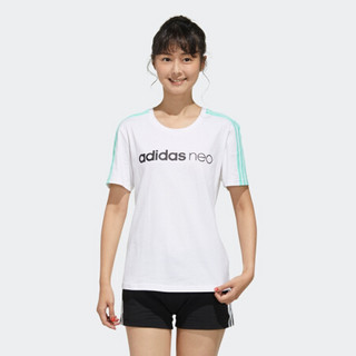 阿迪达斯官网 adidas neo 女装运动短袖T恤FP7314 白/黑色 A/XL(170/96A)