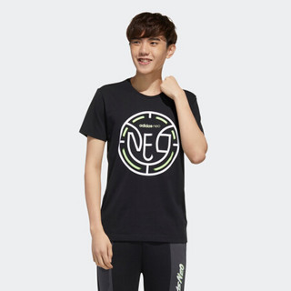 阿迪达斯官网 adidas neo M FAVES TEE 男装运动短袖T恤FP7356 黑色 A/M(175/96A)