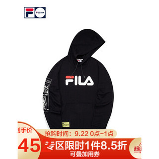 FILA FUSION斐乐男子卫衣2020秋季新款运动潮流针织套头衫男卫衣 深黑-BK 170/92A/M