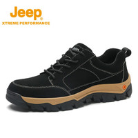 Jeep 吉普 登山鞋徒步鞋男 防滑耐磨作训鞋时尚休闲男鞋低帮越野登山户外鞋 1102 黑色 41