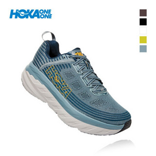 HOKA ONE ONE男邦代6缓冲轻便公路跑步鞋Bondi6耐磨舒适轻便运动鞋 铅灰 / 珐琅蓝 US 8.5 /265mm