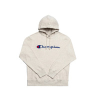 Champion情侣款草字LOGO长袖连帽衫卫衣男女 燕麦白 2XL