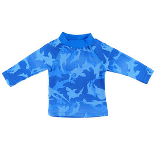 澳洲babyBANZ婴幼儿童防晒泳衣男女宝速干透气游泳衣泳装(3个月-12岁) 蓝色鲨鱼-长袖 0码 (12个月)