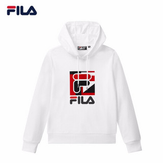 FILA 斐乐官方 女子连帽卫衣 2020秋季新款基础印花运动休闲女装 标准白-WT 165/84A/M