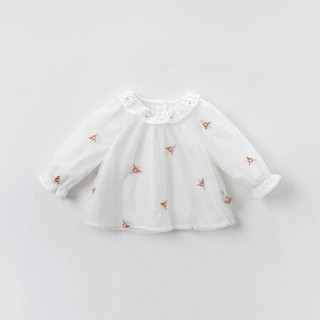 davebella戴维贝拉秋装新款儿童女童长袖衬衫 婴幼儿宝宝甜美衬衣 白色 120cm（建议身高110-120cm）