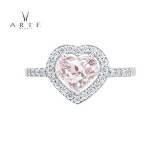 ARTE艾尔蒂 心形粉红戒指女晶钻 925纯银 Classic系列  90234BD 60
