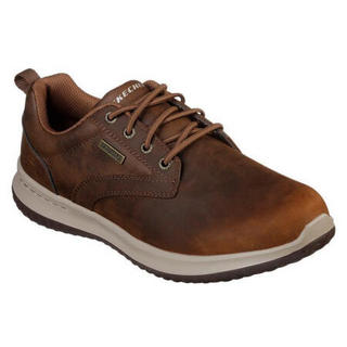 SKECHERS斯凯奇男鞋休闲鞋皮质运动鞋轻便65693 BROWN 8.5