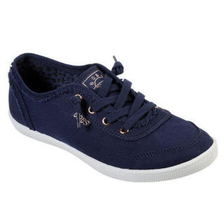 SKECHERS斯凯奇女鞋BOBS系带平底鞋板鞋休闲鞋33492 Navy 10